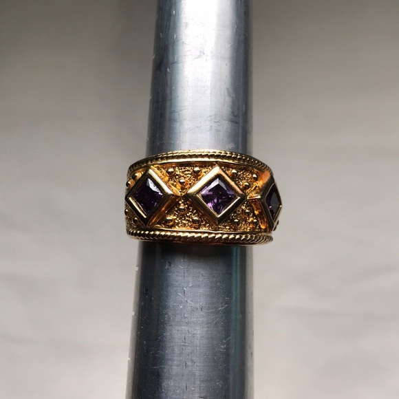 14k Gold plated sterling silver amethyst ring - Picture 1 of 8